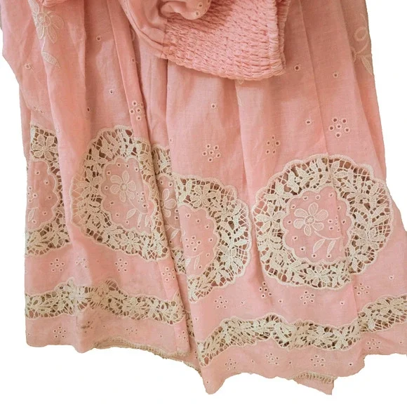 Antica Sartoria Off The Shoulder Boho Pink hippie Maxi Dress one size small - Picture 16 of 16